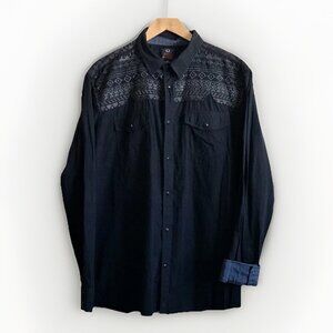 Moon Shine Spirit‎ Embroidered Pearl Snap Shirt Men Size XL Western Button Up